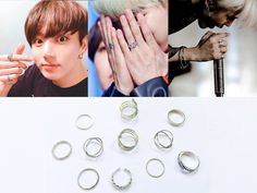 a collage of photos with rings and piercings on them, including one man's face