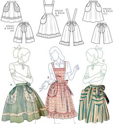 an image of women's dresses and aprons