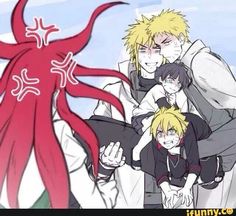 some anime characters are posing for a picture with an octopus on their shoulder and one is holding the other's head