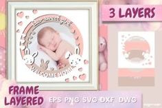 a baby is laying down in a frame with hearts around it and the words frames have been