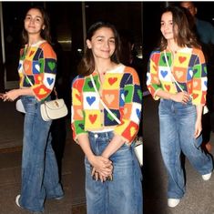 Alia Bhatt Casual Outfit Jeans, Alia Bhatt Street Style, Alia Bhatt Airport Looks, Woolen Tops, Jeans And Hoodie, Simple Style Outfits, Aesthetic Ootd