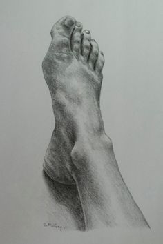 a pencil drawing of a person's foot