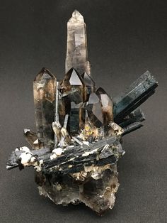 hematitehearts: “ Aegirine, Smoky Quartz & Arfvedsonite Size: 14.5 x 10.2 x 8.0 cm Locality: Mount Malosa, Zomba District, Malawi ” Unique Crystals, Smoky Quartz Crystal