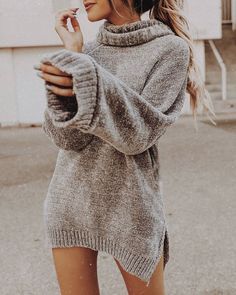 Plain Sweaters, Solid Color Sweater, Printed Shift Dress, Winter Mode, Outfits Casual