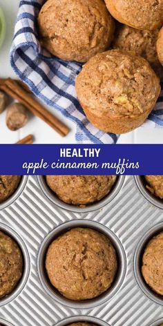 healthy apple cinnamon muffins in a muffin tin