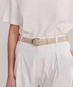 Classic Belt MoonIn buttery nappa leather, this timeless addition fits seamlessly in your everyday uniform. Nappa leather. Made in Italy. Brass hardware. | Jenni Kayne Women's Classic Belt Size Small Modern Leather Belts For Spring, Classic Beige Leather Belt, Spring Leather Belts For Workwear, Leather Belts For Workwear, Spring Season, Timeless Belts For Office, Beige Leather Belt, Elegant Everyday Leather Belt, Classic Beige Belts For Formal Wear, Classic Beige Belts For Formal Occasions