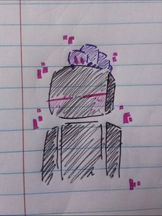 a drawing of a robot on lined paper