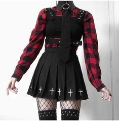 Harajuku Skirt, Goth Skirts, Gothic Streetwear, Goth Skirt, Egirl Fashion, Look Grunge, E Girl Outfits, Black Skirts, Rave Wear