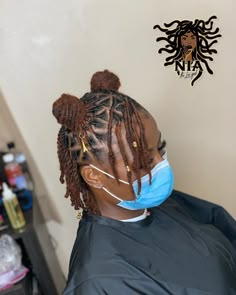 Loc Styles With Two Buns, Styles For Very Short Locs, Locs With Buns, Half Up Half Down Dread Styles, Loc Styles Half Up Half Down, Girl Dreads Styles, Loc Half Up Half Down Styles, Half Up Half Down Locs Styles, Girl Loc Styles