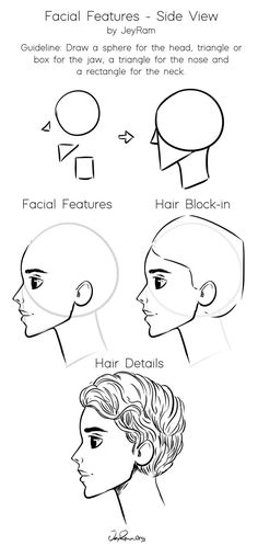 how to draw the head and shoulders in different ways, with instructions for each side