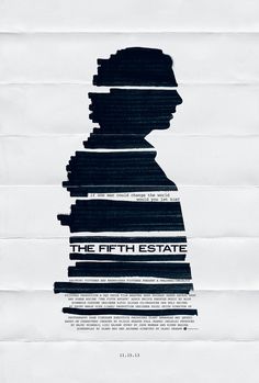 an advertisement for the fifth estate featuring a man's profile in black and white