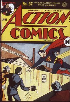 an old comic book cover with the title action comics