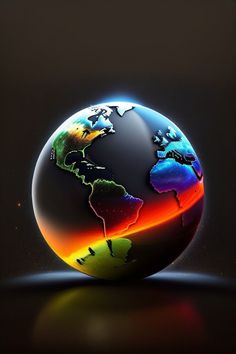 an image of the earth as it is being reflected in its reflection on a black surface