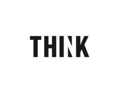 the word think written in black on a white background