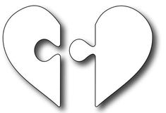 two pieces of the same heart shaped puzzle