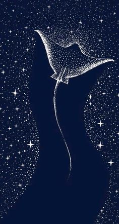 the silhouette of a woman's head with stars in the sky behind her, as she