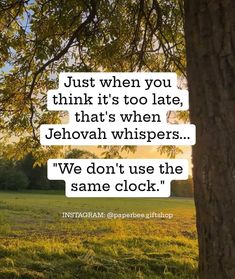 a tree with the quote just when you think it's too late, that's when jewish whispers we don't use the same clock