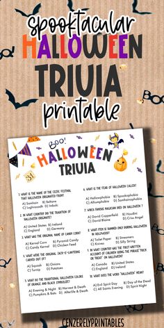 printable Halloween Trivia Game for adults and kids. It's a perfect Halloween activity for the classroom or your next party.  Test your Halloween facts knowledge and see what you know! Halloween Activities For Adults, Halloween Trivia Questions And Answers, Halloween Fun Facts, Halloween Trivia Questions, Office Halloween Party, Celtic Club, Halloween Activity Sheets, Halloween Coloring Pictures, Halloween Trivia