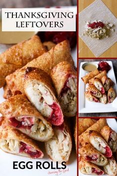 thanksgiving leftovers with egg rolls and cranberry filling