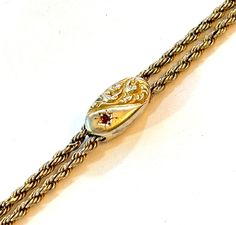 Vintage Victorian Slide Chain Necklace Antique Sterling Silver Garnet Slider Pocket Watch Muff Long Guard Chain 1900 Estate Jewelry Gift