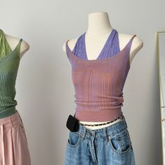 These double-layered Y2K knit halter tops, one in lavender and the other in sage green, are essential for crafting that nostalgic Y2K outfit. Their vibrant colors and distinctive design make for a perfect throwback style statement Free Size:Bust: 60cm/ 23.6 in, Length: 25cm/ 18.5 inMaterial: Polyester Purple Knit Top For Spring, Y2k Ribbed Tops For Spring, Casual Spring Halter Neck Knit Top, Trendy Purple Knit Tops, Y2k Halter Neck Top For Spring, Y2k Style Halter Neck Tops For Spring, Spring Y2k Halter Neck Top, Spring Ribbed Halter Neck Tops, Purple Top For Spring Layering