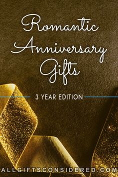 the cover of romantic anniversary gifts, with gold foil on it and text reading romantic anniversary gifts