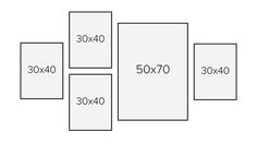 four white boxes are shown with the numbers 30x40 and 40x70 on them