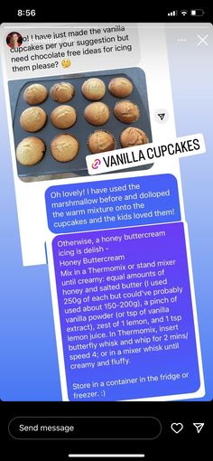 an image of some cookies on a cell phone with the text vanilla cupcakes