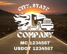 the city state company logo is shown on an empty road with mountains in the background