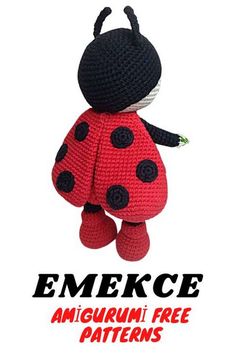 a crocheted ladybug doll with the words emekce amigurmi free patterns