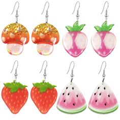 PRICES MAY VARY. 🍓 Size and material 🍓 the funny earrings measure approx. 5.5x 1.8 cm/ 2.16 x 0.7 inches, lightweight and proper size, they are made of alloy and glass, non-toxic and durable, not easy to abrasion, comfortable for you to wear 🥝 Cute gift choice 🥝 you can prepare these fruits dangles earrings for yourself to match with your clothes, dresses, short sleeves and other makeup, you can also send them to your friends, wife, girlfriends, mother, sister, colleagues for birthday, anniv Funny Earrings, Bollywood Jewelry, Red Strawberry, Cross Earrings, Online Earrings, Girls Jewelry, Celtic Knot, Cute Gifts, Earring Set