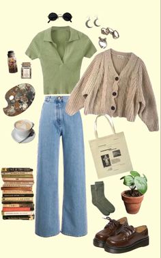 Cottage core style inspo #fashion #outfits #cottagecore #granola #outfitideas Easy Cottage Core Outfit, Jeans Cottagecore Outfit, Cottage Core Aesthetic Outfits Casual, Cotton Core Outfits, Retro Cottagecore Outfits, Style Inspiration Cottagecore, Cute Cottage Core Clothes, Aesthetic Core Outfits, Casual Core Style