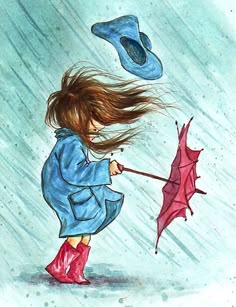 Blowin In The Wind, Blowin' In The Wind, Love The Rain, Rain Art, Blowing In The Wind, Umbrella Art, Art Mignon, Red Umbrella, Love Rain