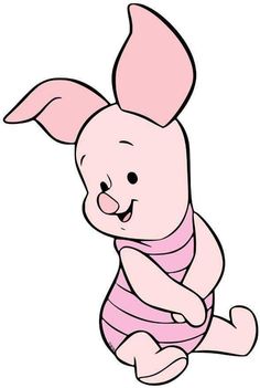 winnie the pooh sitting down with her arms crossed and legs crossed, wearing a pink striped