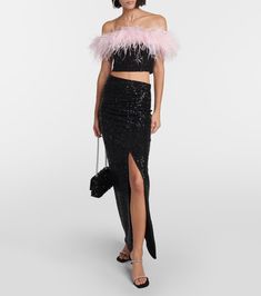 Sequined ruched maxi skirt in black - Self Portrait | Mytheresa Chic Evening Skirt With Ruched Details, Chic Ruched Evening Skirt, Chic Evening Ruched Skirt, Chic Ruched Maxi Skirt For Evening, Ruched Long Evening Skirt, Evening Ruched Long Skirt, Evening Long Skirt With Ruched Details, Evening Long Ruched Skirt, Ruched Midi Party Skirt