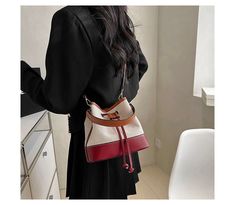 Faux Leather Panel Drawstring Bucket Bag Width Height Thickness Shoulder Strap 20 18 12 120 measurement is cm.Product Information Material: PU, Canvas Color: Black Leather Panel, Drawstring Bucket Bag, Trendy Fashion Women, Blue Brown, Bucket Bag, Shoulder Strap, Summer Outfits, Shoe Jewelry, Faux Leather