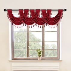 PRICES MAY VARY. 100% Polyester Imported ❤Material: Thick chenille fabric,elegant and soft. Without lining. ❤Size: 4 pieces swag valance,30" wide with 3" pocket. swag near 22"~24" long. ❤We suggest 2 panels swag for 39inch~59inch window, 4 panels for 70inch~110inch. ❤We can only hang swag, also we can hang swag with curtain on one same pole. ❤Easy Care: Please iron valance in low heat to remove wrinkle from packing. *Sold by 4 pieces. 30" wide with 3" pocket. swag near 22"~24" long. *Swag valanc Red Waterfall, Living Room Silver, Red Velvet Curtains, Valances For Living Room, Waterfall Valance, Chenille Curtains, Window Curtains Bedroom, Grey Curtains, Beautiful Curtains