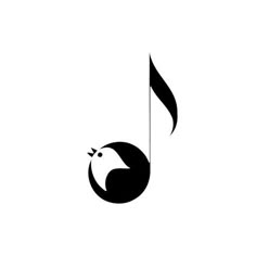 a music note with a bird on it