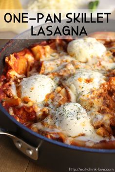 one - pan skillet lasagna with cheese and sauce