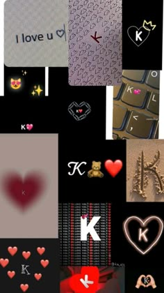 the collage shows many different types of hearts, letters, and other things that appear to be made out of paper