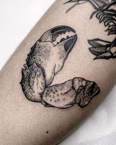 a close up of a tattoo on the leg of a person