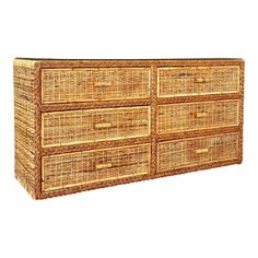 an image of a wicker dresser with drawers