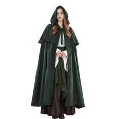 PRICES MAY VARY. ARMHOLE CLOAK: The Renaissance cape with arm slits features same-fabric ties at the neck, ruffle edging, an oversized pointed hood and double layer cape. The detailing and craftsmanship make it look straight out of the medieval period. VERSATILE HOODED CLOAK: Available in four rich colors—red, black, brown and green—this Halloween cloak with a hood can suit various character needs. From witches and wizards to Renaissance figures,the rich colors and fine stitching add elegance, m Medieval Cape Cloak, Red Hooded Cape, Elf Cloak, Wizard Cape, Dnd Cloak, Witch Cape, Wizard Cloak, Medieval Cloak, Black Cloak