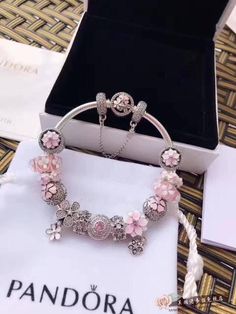 Cute Pandora Bracelet Ideas, Pandora Charm Bracelet Pink, Pink Pandora Charms, Pink Pandora Bracelet