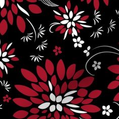 red and white flowers on black background