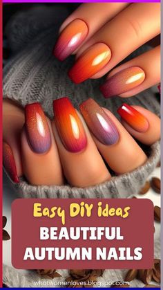 Create beautiful autumn nails with these easy DIY ideas! From leaf stencils to matte finishes, discover how to achieve elegant and stylish nail art at home. Perfect for beginners, these simple and cute designs will make your nails stand out this fall. Read more for tips and tricks! Fall Nails At Home Easy, Fall Nail Designs Easy At Home, Autumn Color Nails, Fall Gel Nails Designs, Easy Gel Nail Designs, Easy Fall Nails, Leaf Stencils, September Nail Ideas, Mint Green Nails