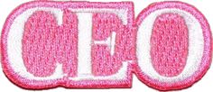 the word'o'in pink and white is embroidered onto a red fabric material