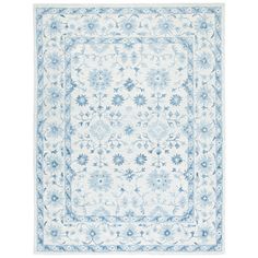 SAFAVIEH Micro-Loop MLP276M Handmade Blue / Ivory Rug Image 1 Ivory Color Palette, Blue And White Rug, Ivory Area Rug, Floral Area Rugs, Ivory Rug, Hand Tufted Rugs, Nebraska Furniture Mart, Blue Ivory, White Rug