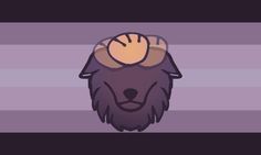 an animal's head is shown in the middle of a purple and black striped background