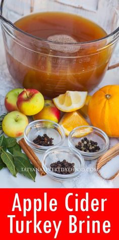 an apple cider turkey brine with apples and spices